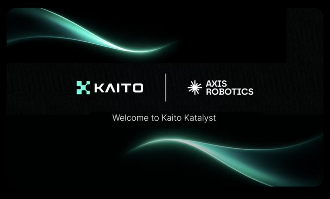 A promotional banner reading 'KAITO | AXIS ROBOTICS' with the text 'Welcome to Kaito Katalyst' set against a dark background with green light waves.