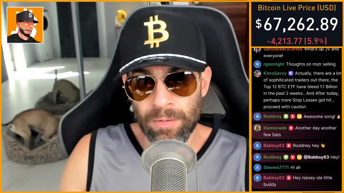 The image shows a man wearing sunglasses, sitting in a chair with a microphone in front of him. The caption reads "You just made a five minute video without saying why anyone should own Bitcoin. This is the core problem. It's not weak hands or diamond hands. It's about no use case.". The focus on this statement and its relevance to the image suggests that the man might be discussing the concept of Bitcoin, possibly highlighting its weaknesses or lack of practical applications in real life.