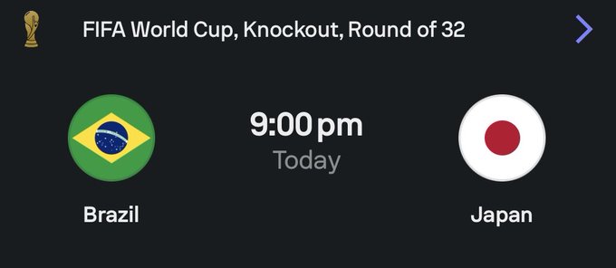 A FIFA World Cup Knockout Round of 32 match notification showing Brazil vs. Japan scheduled for 9:00 pm today, displayed alongside circular team flags for each nation—likely the basis for score predictions in a 2 SOL giveaway challenge.