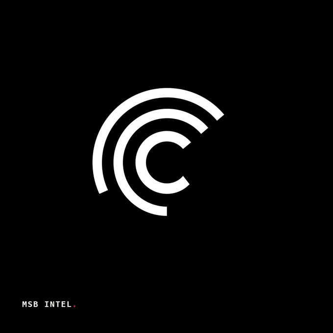 A white circular logo resembling a 'C' with concentric arcs on a black background, with 'MSB INTEL.' text in the bottom left corner.