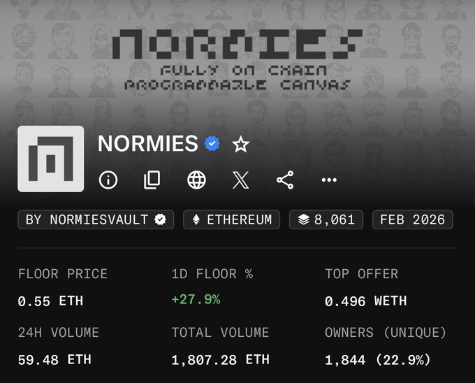 The image shows a table with various data that relates to the cryptocurrency Normies. The text on the screen reads "Fully on chain programming canvas", which provides insight into the nature of the platform they're promoting, as well as information about its financial returns in three months (0.55 ETH/$1104.87) and floor prices for different cryptocurrencies. There are also various other cryptocurrency names present on the table. The presence of these details suggests that Normies has become a significant player in the cryptocurrency market due to its comprehensive offerings, both in terms of programming canvas and financial returns.