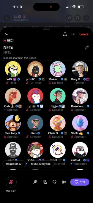 iphone screen displays a social media app with a grid of profiles, including "Loki", "Nfts", and "Malfunction".