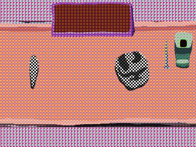 The image features a cartoon-like scene with a pink background that includes a brown couch, a black and white checkered tablecloth, and various objects such as a cup, a spoon, and a fish. The text "NEW DROP NEW MINT NEW ANIMATION IT'S been SOOOOOOOOO long since I did one of these (2 days). Oh man I thought I was losing life. You, weird beast. YOU," is written in the bottom right corner of the image.