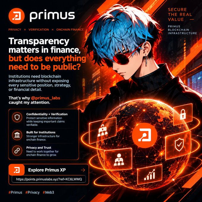 A Primus blockchain advertisement shows an anime-style character and a glowing network globe, with text including “SECURE THE REAL VALUE,” “Transparency matters in finance, but does everything need to be public?” and “That’s why @primus_labs caught my attention.”