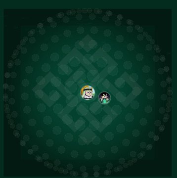 The image features a green background with two circles, one larger than the other, both containing cartoon characters inside them. The larger circle has a person and a cat as its subjects, while the smaller circle contains a person and a dog. The text "Another day to build on Ritual!" is written above these circles, suggesting that this image might be related to a post about rituals or daily activities.