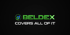 A black background with a green 'BELDEX' logo and the tagline 'COVERS ALL OF IT' in white text.