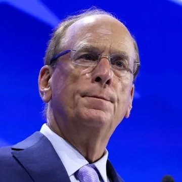 A close-up photo of BlackRock CEO Larry Fink, who recently expressed strong bullishness on Bitcoin and crypto markets, citing reduced concerns about excessive leverage. His confident expression complements the optimistic outlook he shared for the next 12 months.