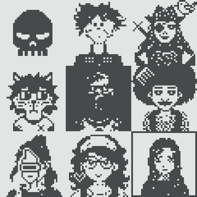 A 3x3 pixel art grid featuring various character portraits in a dark, monochromatic style, with the bottom-right image highlighted by a white border.

The highlighted bottom-right portrait appears to be a normie-style character, aligning with the post's theme of celebrating iconic "normie" artwork from @normiesART.