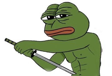 The image shows the "Sad Pepe" meme—a green, droopy-faced frog character holding a sword to its own chest in a defeated, self-destructive pose. It visually captures the post's message of financial and emotional exhaustion, symbolizing the user's overwhelming losses from risky trading apps like Robinhood and Polymarket, where "Fomo" (fear of missing out) has pushed them to the brink.