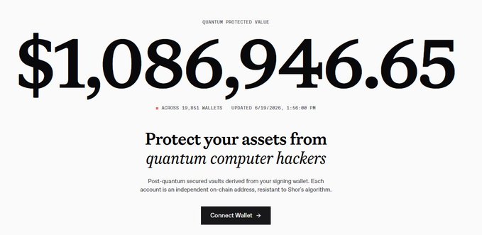 In this image, a screenshot of a webpage with an alert box informing users about protecting their assets from Quantum computer hackers is displayed. The website emphasizes the importance of using a master key derived locally via Argon2id for securing personal data against potential cyber threats. However, there's no visible text or other visual elements in the screenshot that provide information on how to apply this technique. The main focus should be placed on the content and the website's message about protecting valuable assets from Quantum computer hackers.