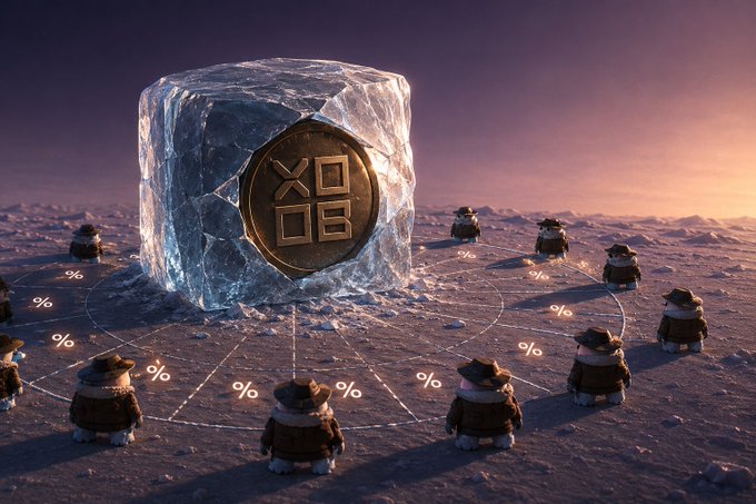 The image features a group of small figures wearing hats, standing around a cube-shaped object that has the number "08" written on it. The figures are arranged in various positions, with some closer to the center of the cube while others are more towards the edges or corners. This scene is reminiscent of a cartoon or a playful representation rather than an actual wallet or transaction route. The post seems to be discussing the concept of using a "useTria" app for managing wallets and transactions instead of dealing with traditional infrastructure, which could potentially make things feel less complicated and more user-friendly.