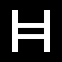 A simple black square logo featuring a white capital letter 'H' in the center.