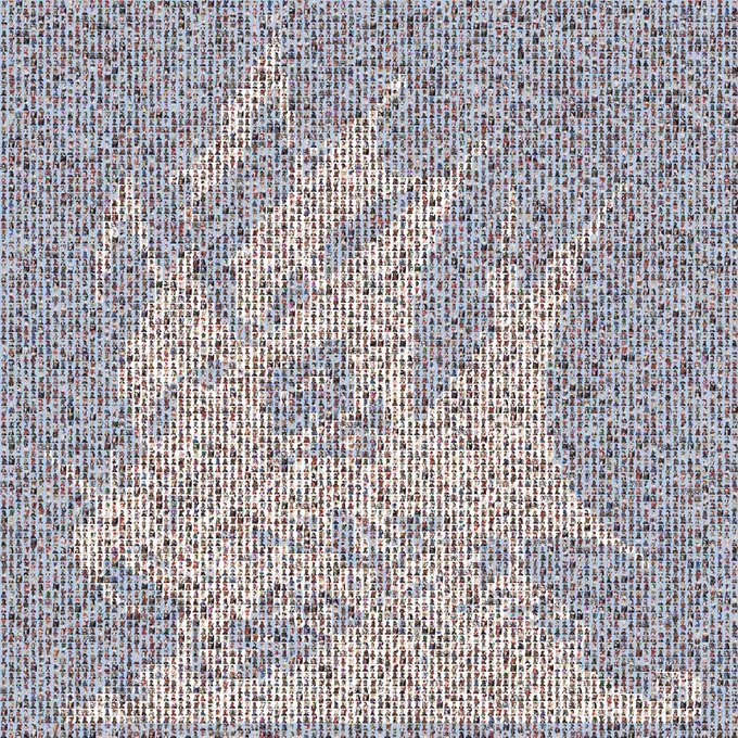 A mosaic-style image composed of hundreds of tiny repeated figures forming a larger portrait of a pirate, visually representing the "Degen Pirates Bay" 10,000 NFT collection that is being brought to the Robinhood Chain with a mint date of September 8 at 0.0025 ETH.