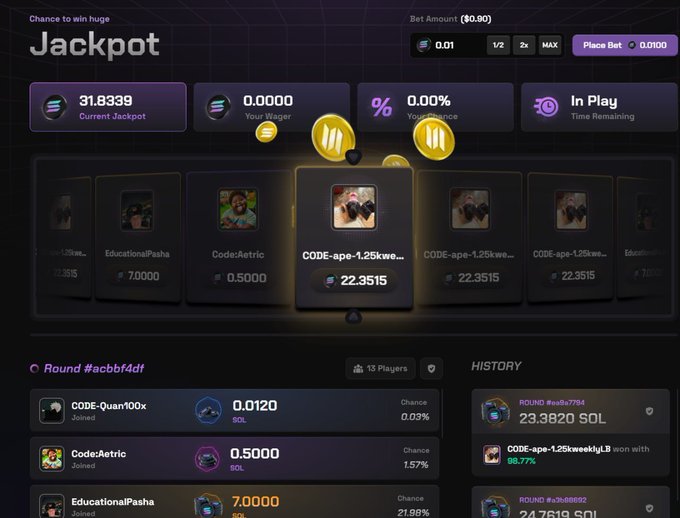 The image shows a computer screen displaying a game interface with various elements, including a list of jackpot games available for play. The main focus of the image is a game called "Crazy to see how good returns on some of these jackpots get you could literally make 22 solpumpio/a/mistor". This game description highlights its potential for high returns and is accompanied by a picture of a slot machine, which further emphasizes the theme. The text in the image also mentions that this particular game has been played by many people, suggesting it might be popular or well-liked among players.