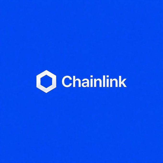 The Chainlink logo, featuring a white hexagonal symbol and the word 'Chainlink' in white text on a solid blue background.