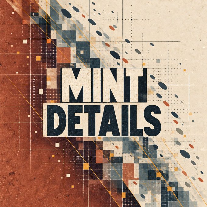 A graphic design features the bold text 'MINI DETAILS' layered over a grungy, pixelated background with geometric patterns and earth-toned color blocks.