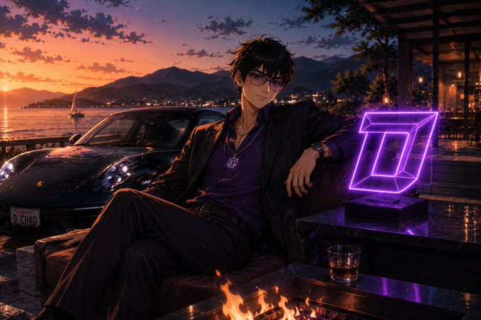 The image features a man sitting next to a car, possibly at a restaurant or bar during sunset. The man has dark hair and is wearing glasses. He appears to be relaxed as he enjoys his time outdoors. In front of him, there's a fire pit with a cup nearby, suggesting that they might be enjoying some drinks together.

The image also contains text about the integration of Telegram into the crypto ecosystem, which could be related to the man and the car in the scene. The post seems to discuss the potential benefits or impact of this integration on users' experiences.