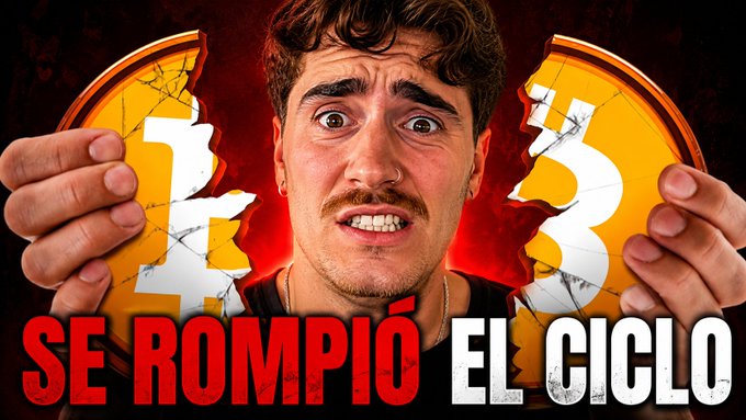 A shocked-looking man holds a broken yellow circular emblem split into two halves displaying the numbers '2' and '3', with the red and white Spanish text 'SE ROMPIÓ EL CICLO' (The cycle was broken) overlaid.