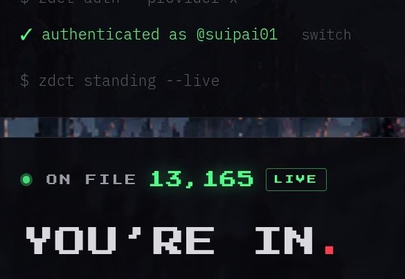 A screen displays an authentication message 'authenticated as @suipai01' and a live count of 13,165 standing with the text 'YOU'RE IN.'