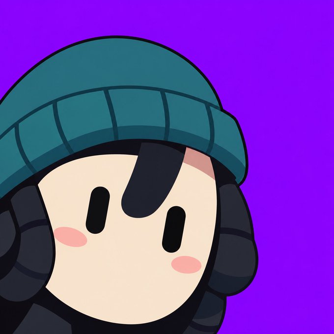 Cartoon illustration of a character with a teal beanie and a serious expression on a purple background.