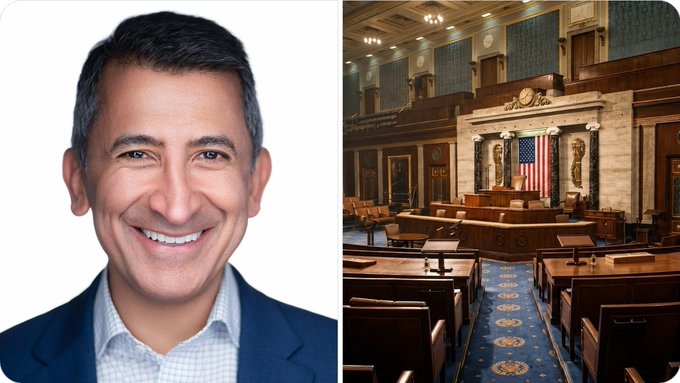 Coinbase's Faryar Shirzad, whose headshot appears alongside an image of a congressional chamber, emphasized crypto's bipartisan appeal as 78 Democrats joined Republicans to pass the CLARITY Act in the House.