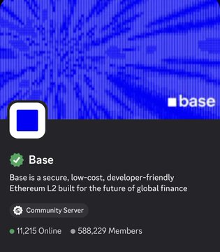 A screenshot of the Base Discord server page showing it has 11,215 online members and 588,229 total members, which contextualizes the post's complaint about the platform shutting down and the user's feelings of being undervalued after working for the community for nearly a year.