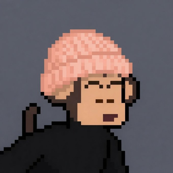 A pixel-art monkey character with a pink shower cap, headphones, and an open mouth is shown against a gray background, matching the post's playful "Thursday and the hat stays on" theme.