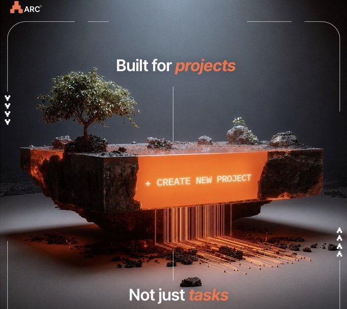 The image features a poster or advertisement promoting the idea of using arc and anima software as a tool to help build projects, create new projects, and manage tasks more efficiently. The text "Build for projects" suggests that the software can be used by anyone who wants to streamline their project management process. The phrase "Not just tasks" implies that the software is not limited to tasks but also helps in building ideas and projects.