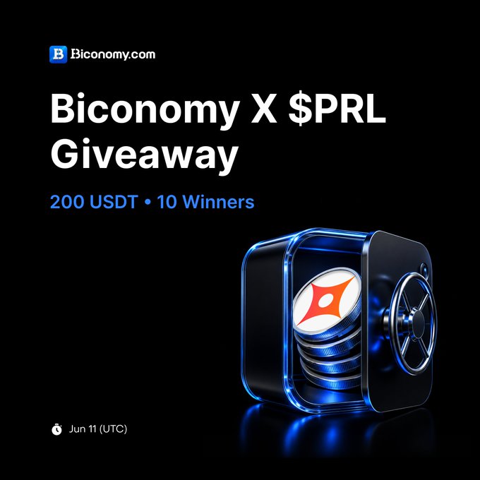 The image features a black background with text in white, announcing that there is a Bitcoin Economy X $SPRL GIVEAWAY giveaway happening from June 11th through November 10th. There are two winners who will be sharing their prize of 200 USDT, and an additional ten participants have already won the competition. The post also suggests users to follow @BiconomyCom for more details about participating in or learning more about this Bitcoin Economy X $SPRL GIVEAWAY.
