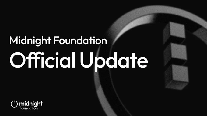 A black graphic featuring white text reads "Midnight Foundation Official Update" alongside the Midnight Foundation logo, with abstract 3D cube and ring imagery in the background. The banner accompanies a statement addressing the security incident involving NIGHT tokens stolen through Wanchain's third-party Cardano-BNB bridge infrastructure, emphasizing that the issue is isolated to Wanchain and does not affect other Midnight Foundation operations.
