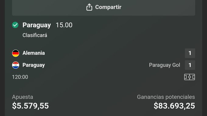 A sports betting slip showing a wager on Paraguay to qualify at 15.00 odds, with a $5,579.55 bet and potential winnings of $83,693.25. The image illustrates traditional centralized betting where odds and outcomes can be manipulated by the bookmaker, contrasting with the trustless, decentralized nature of Polymarket prediction markets.