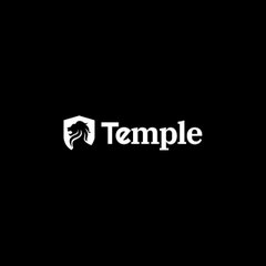 A black screen displaying a white Spartan helmet logo and the word 'Temple'.