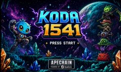 Colorful arcade-style title screen displaying "KOOLAH 1541" with a "PRESS START" prompt and an Arcade Auth logo at the bottom.