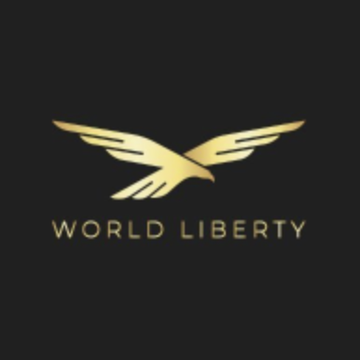 The image displays the World Liberty Financial logo, featuring a stylized golden eagle above the text "WORLD LIBERTY," which represents the Trump-backed crypto project behind the newly launched $4 billion USD1 stablecoin on the Canton Network.