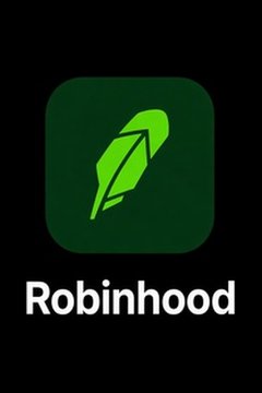 The image shows the Robinhood app icon, featuring a green feather/quill logo on a dark background, which represents the trading platform mentioned in the post regarding its new $25M Bitcoin treasury purchase.