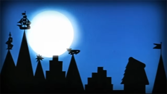 A silhouette of a fairytale castle skyline and village rooftops stands against a glowing full moon in a deep blue night sky. The whimsical, bedtime scene perfectly complements the "Good Night, Sleep Tight" message, evoking a peaceful end-of-day mood.