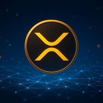 A glowing golden XRP (Ripple) logo is displayed against a dark blue background with a geometric network pattern, symbolizing the cryptocurrency's digital infrastructure. The image visually represents the Bitwise XRP ETF highlighted in the post, emphasizing the asset at the center of the record-breaking trading volumes mentioned.