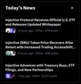 A partial view of a 'Today's News' section displaying headlines about Ripple's XRP price, the DOJ seizing $300M in Bitcoin from Tinkerbells, and Treasury yield filings.