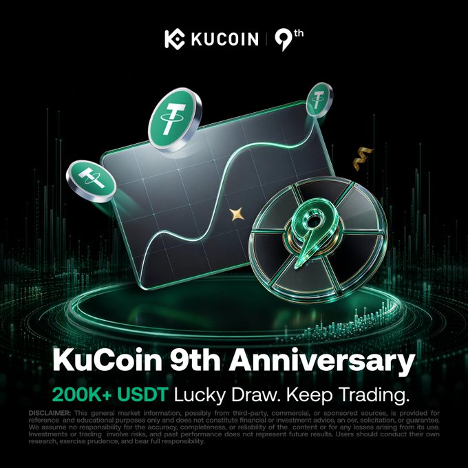 Celebrate KuCoin's 9th Anniversary with a 200K+ USDT Lucky Draw! Hit specific trading volumes to earn entries and unlock continuous rewards.