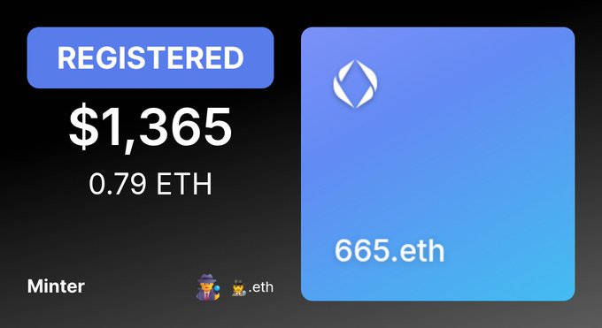 The image features a square sign with a blue background, displaying the text "Registered" at the top and "0.35 eth" below it. Below this, there are two small icons representing the words "Minter" and "Eth". The overall layout of the image suggests that it is related to an advertisement or promotional material for a product or service.