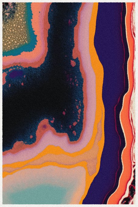 An abstract composition featuring flowing bands of deep purple, navy blue, orange, pink, and teal with a textured gold and black rocky element in the upper left corner. The piece is titled "Ink Essence" by Nauthera and serves as promotional artwork for their collaboration with @shape and @opensea, with the drop scheduled for June 19 at 12:00 PM EDT / 4:00 PM UTC.