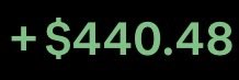 "The image features a black background with a green dollar sign positioned above a white number "440". Below the number, there is a quote which says that I'm mostly in microns but leveraged into dollars."