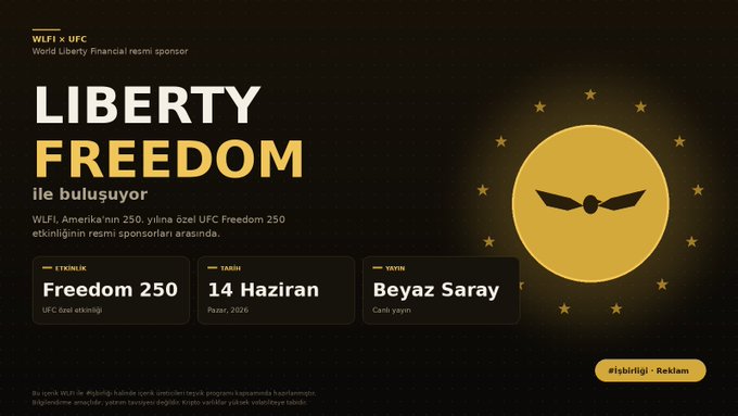 The image features an advertisement for a website called "Liberty, Freedom" with a yellow background and black text. The website appears to be sponsored by UFC (Ultimate Fighting Club), as indicated by the text "ILLE BULGURY NO. 250". The website is promoting a charity event that supports freedom in Iraq.