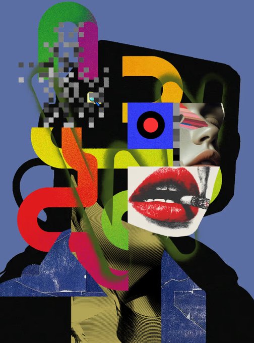 A vibrant, pop-art style collage featuring colorful typography, a pixelated figure, and a prominent close-up of red lips with a cigarette, set against a bold blue background—evoking a retro, chaotic aesthetic that mirrors the energetic "New day, new R3ORDR Number 40 secured" announcement.