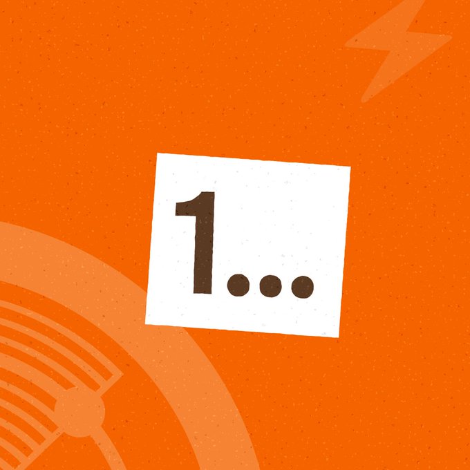 An orange graphic with a white card displaying "1..." in black text, featuring a lightning bolt and fan blade designs in the background.
