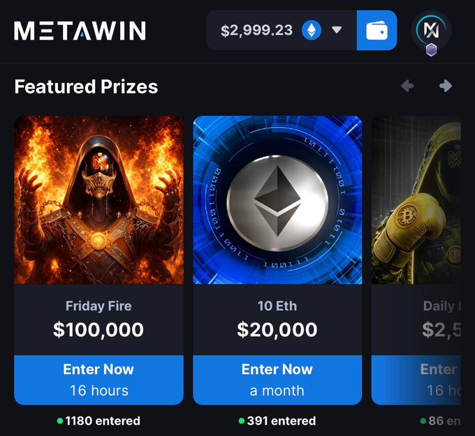 The image shows a page displaying different prizes from a cryptocurrency fundraiser, likely related to Bitcoin or Ethereum. The prizes include a fiery costume, a gold mask, a blue circle with an ethernet symbol, and two images of a knight wearing a golden helmet. The post is about entering a contest for these prizes and provides details on how much money can be won in exchange for entering the contest. There are also mentions of Bitcoin being used as a prize source at this fundraiser.