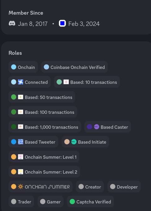 The image shows a screenshot of a computer screen displaying information about roles and their statuses within a messaging application. There are numerous icons representing different roles, such as the "Developer" role with a green icon, a "Member Since" icon with a white border, and a "Base" icon. These icons indicate various status and type assignments related to these roles in the chat app. The post includes details about this information, including that there was a member since March 8, 2017, who is now a base-chain developer, which also mentions a player's name of @baseDeveloper. The discussion about whether to create new roles or change existing ones has been brought up at least once in the chat history and it is expected to continue as there are further updates coming soon.