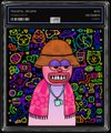 A small, low-resolution cartoon illustration of a girl with orange hair, purple sunglasses, and a pink jacket against a psychedelic colorful background.