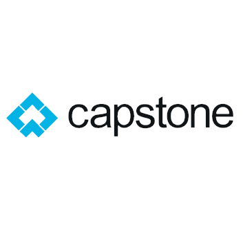 The image displays the Capstone Advisors logo, featuring a blue geometric icon alongside the company name in dark text, visually identifying the $57B investment firm mentioned in the post that recently purchased $105M worth of Michael Saylor's Strategy (MSTR) shares.