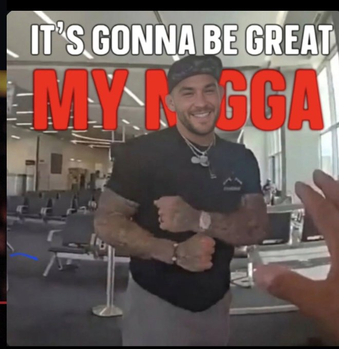 A man smiling in a gym with text overlay reading 'IT'S GONNA BE GREAT MY N***A'.